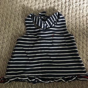 Navy and white stripe top with bow back